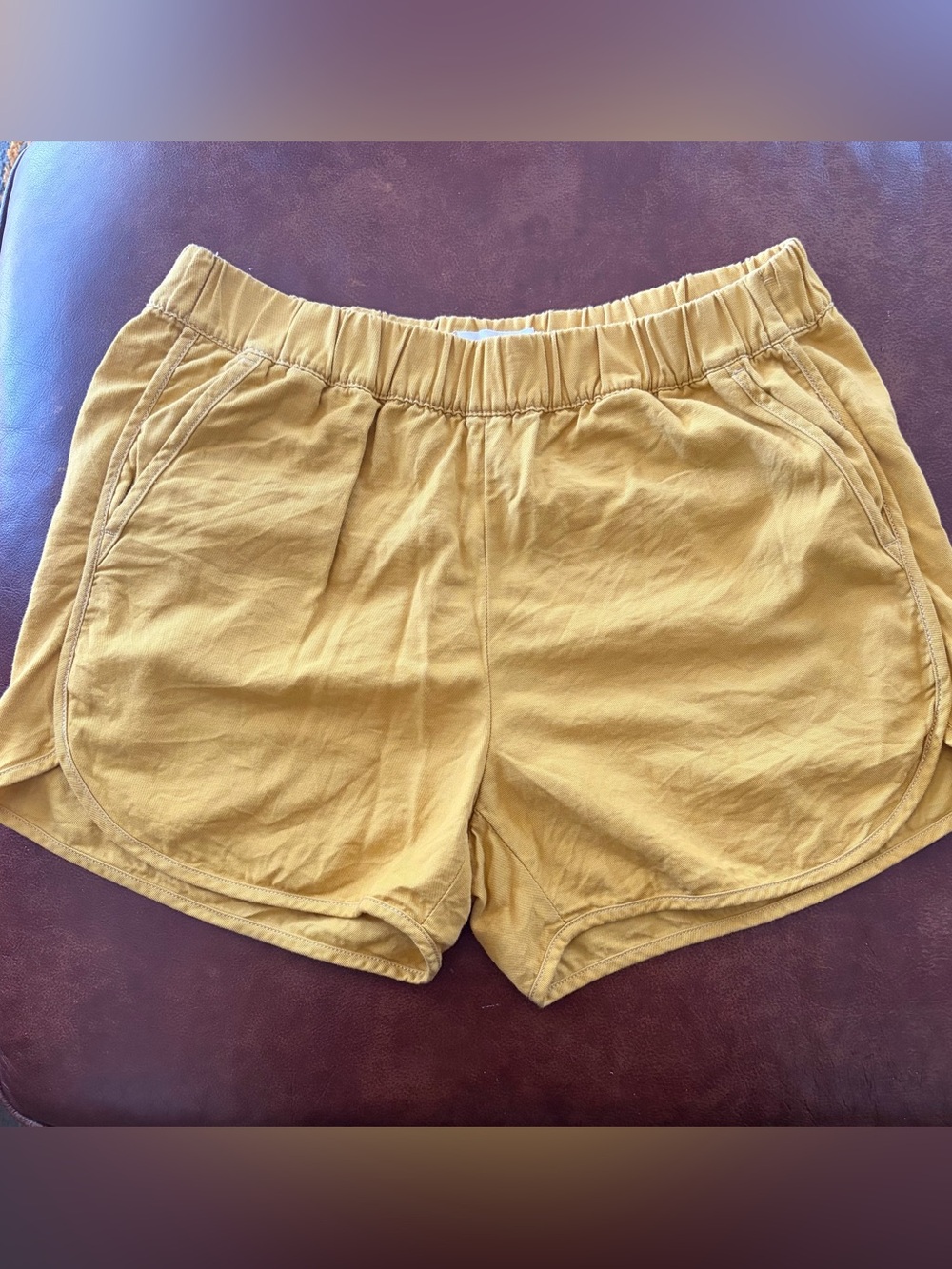 Madewell Mustard Elastic-Waist Athletic Shorts